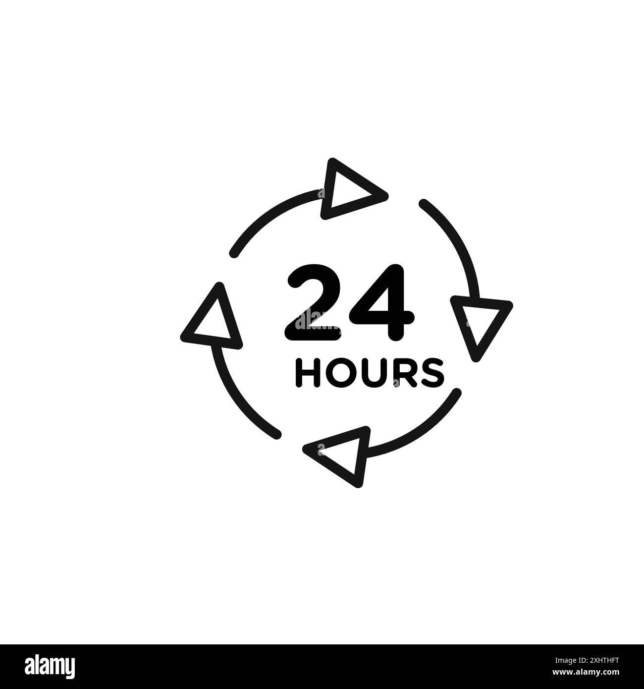 raccolta contorno icone di 24 ore o set in bianco e nero Illustrazione Vettoriale