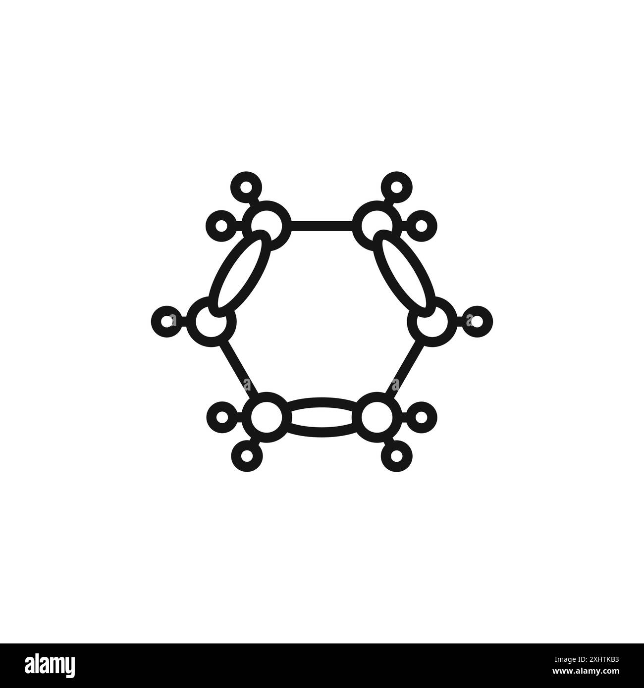 L'icona della formula molecolare del ciclobutano delinea la raccolta o è impostata in bianco e nero Illustrazione Vettoriale