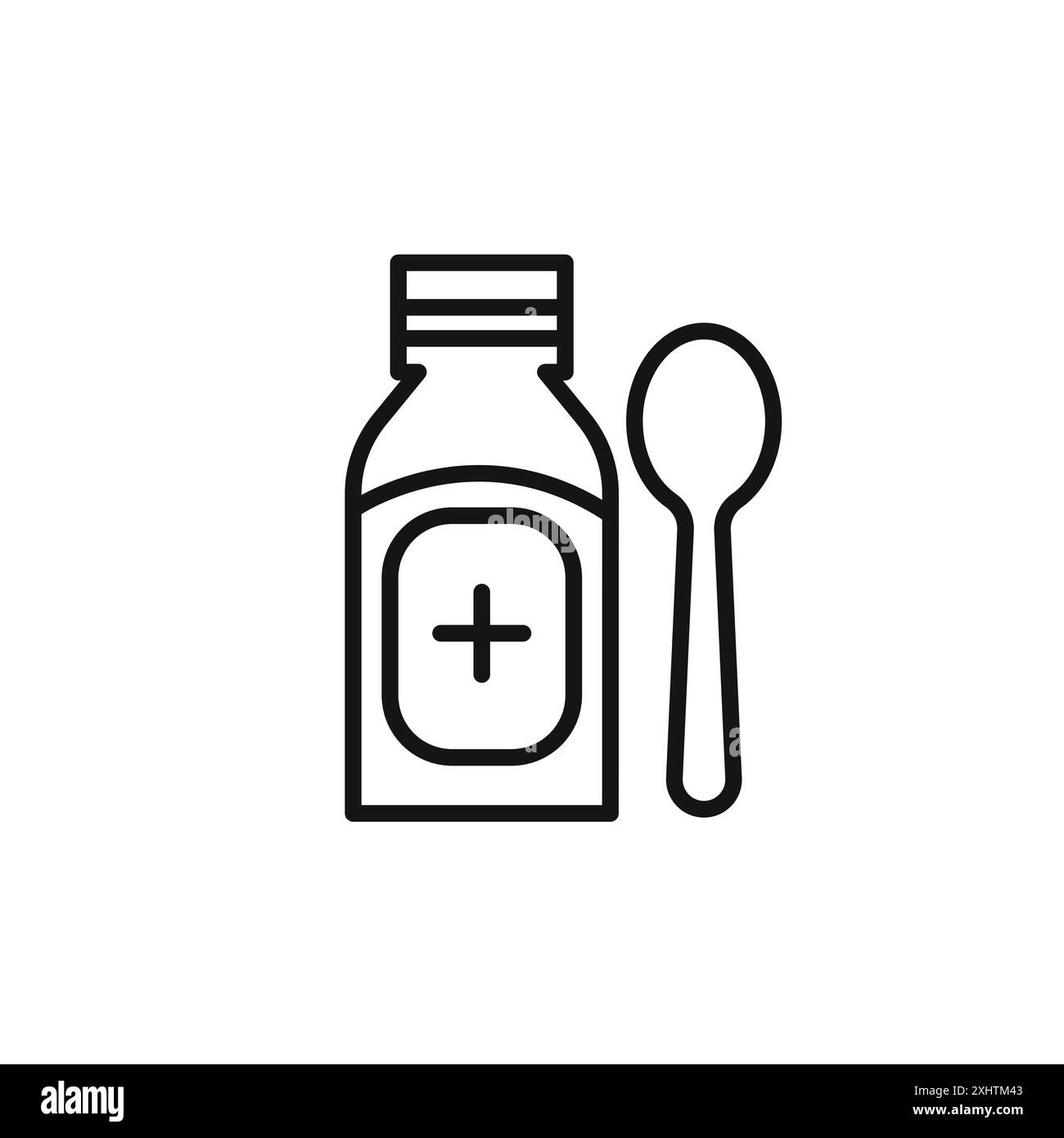 l'icona dello sciroppo per la tosse delinea la raccolta o è in bianco e nero Illustrazione Vettoriale