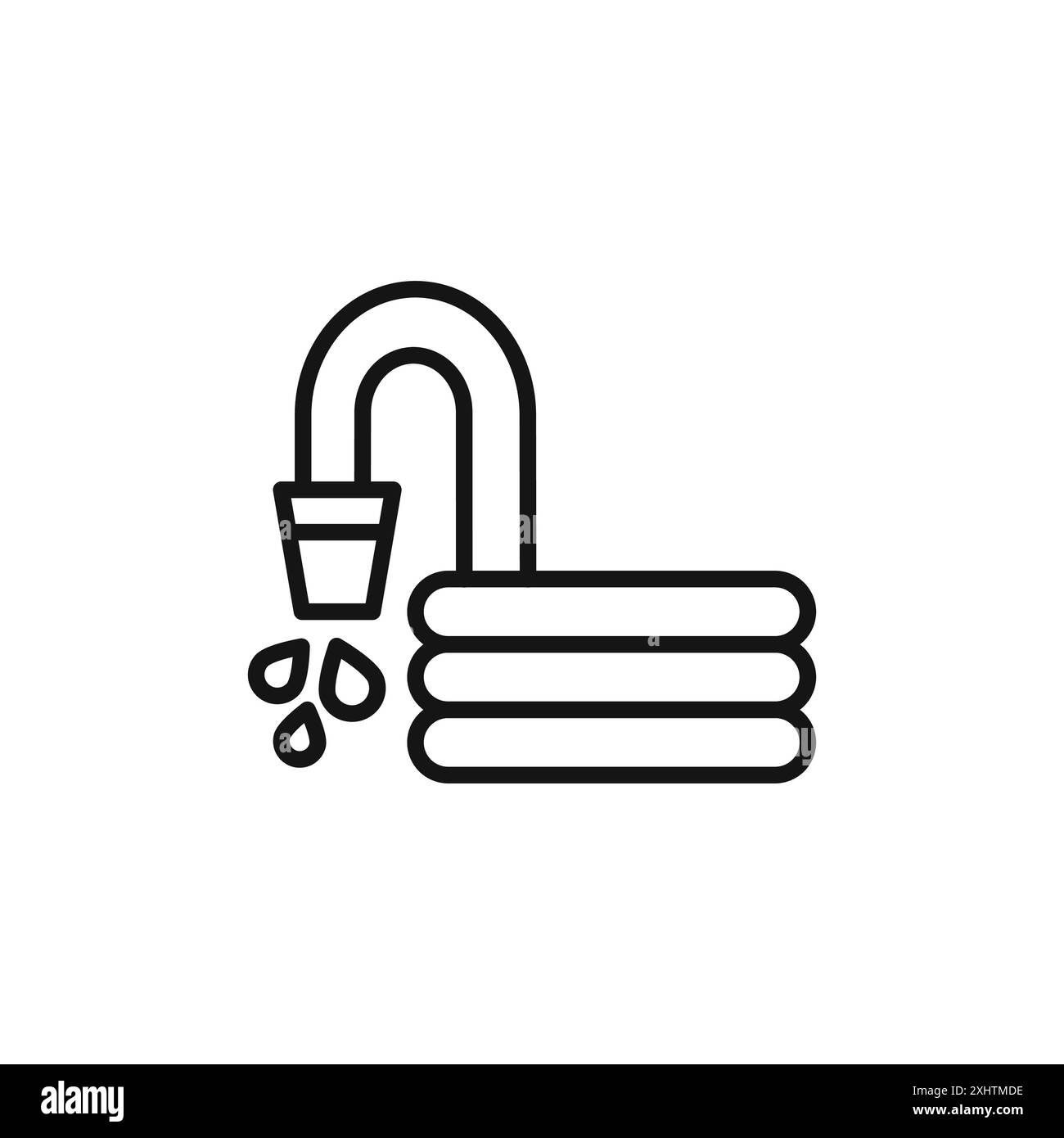 l'icona del tubo da giardino delinea la collezione o il set in bianco e nero Illustrazione Vettoriale