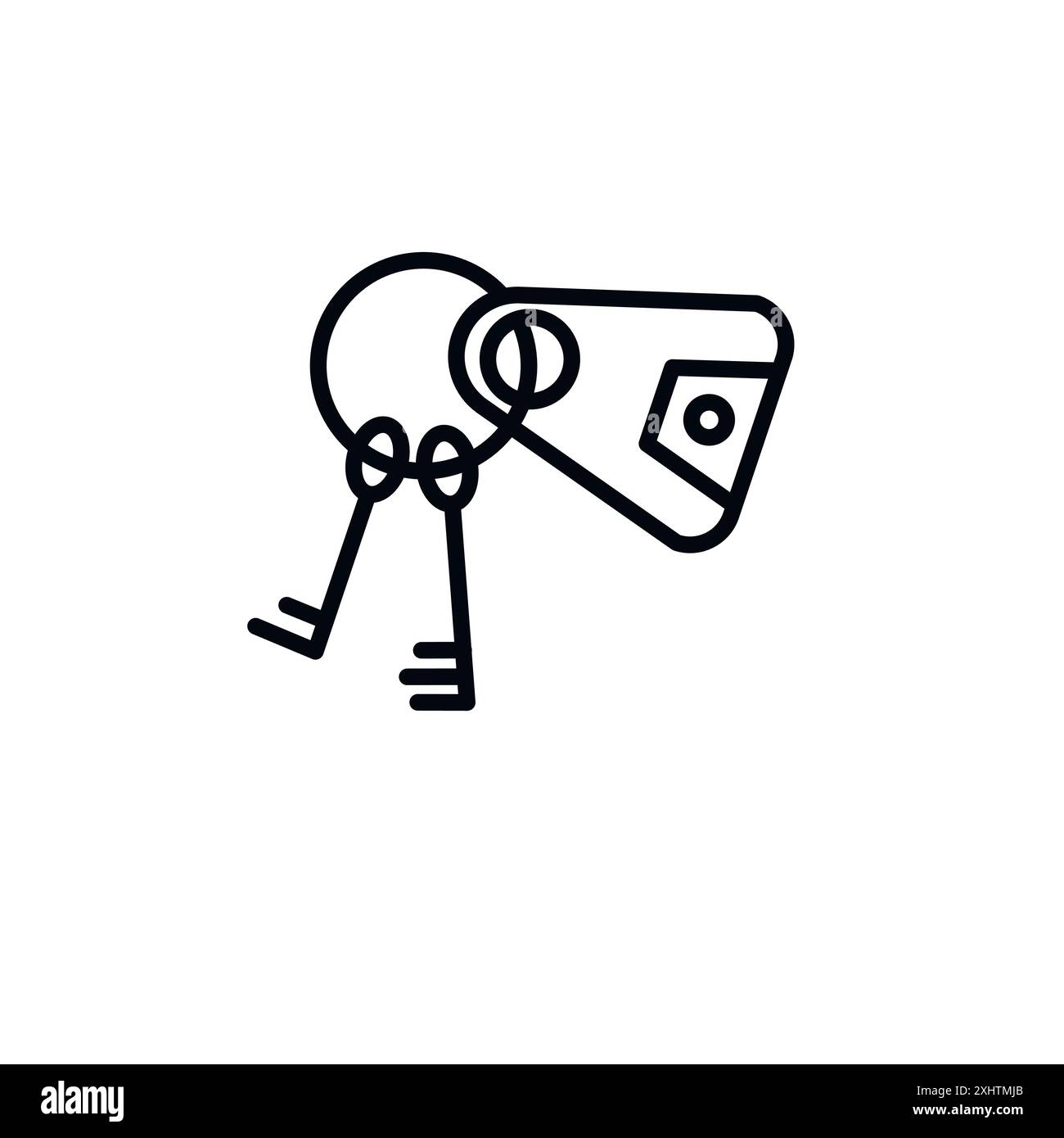 L'icona del portachiavi delinea la collezione o il set in bianco e nero Illustrazione Vettoriale