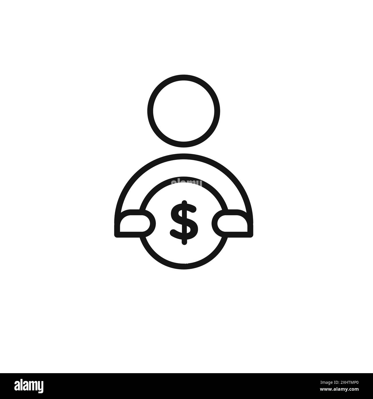 L'uomo prende soldi icona di credito delinea la collezione o set in bianco e nero Illustrazione Vettoriale