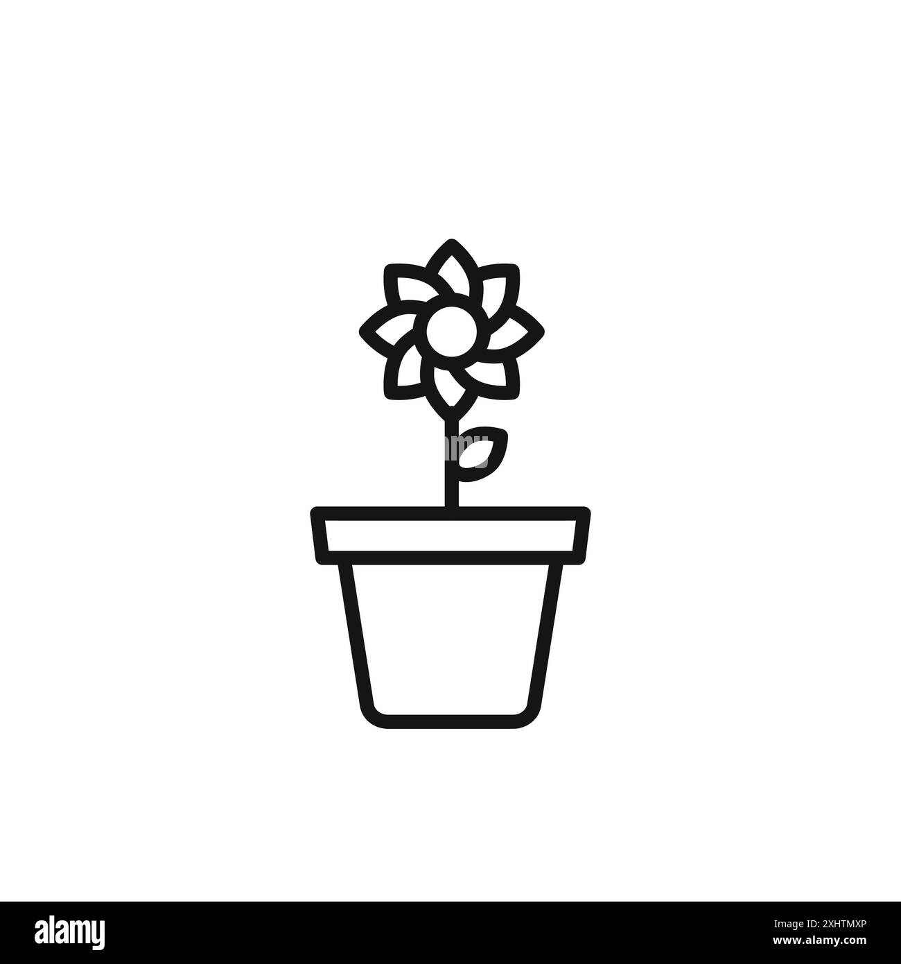 L'icona Flower in pot delinea la collezione o set in bianco e nero Illustrazione Vettoriale