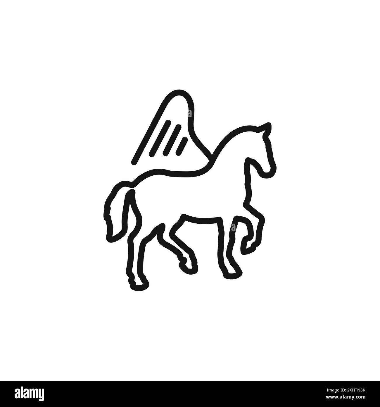 L'icona Pegasus delinea la collezione o il set in bianco e nero Illustrazione Vettoriale