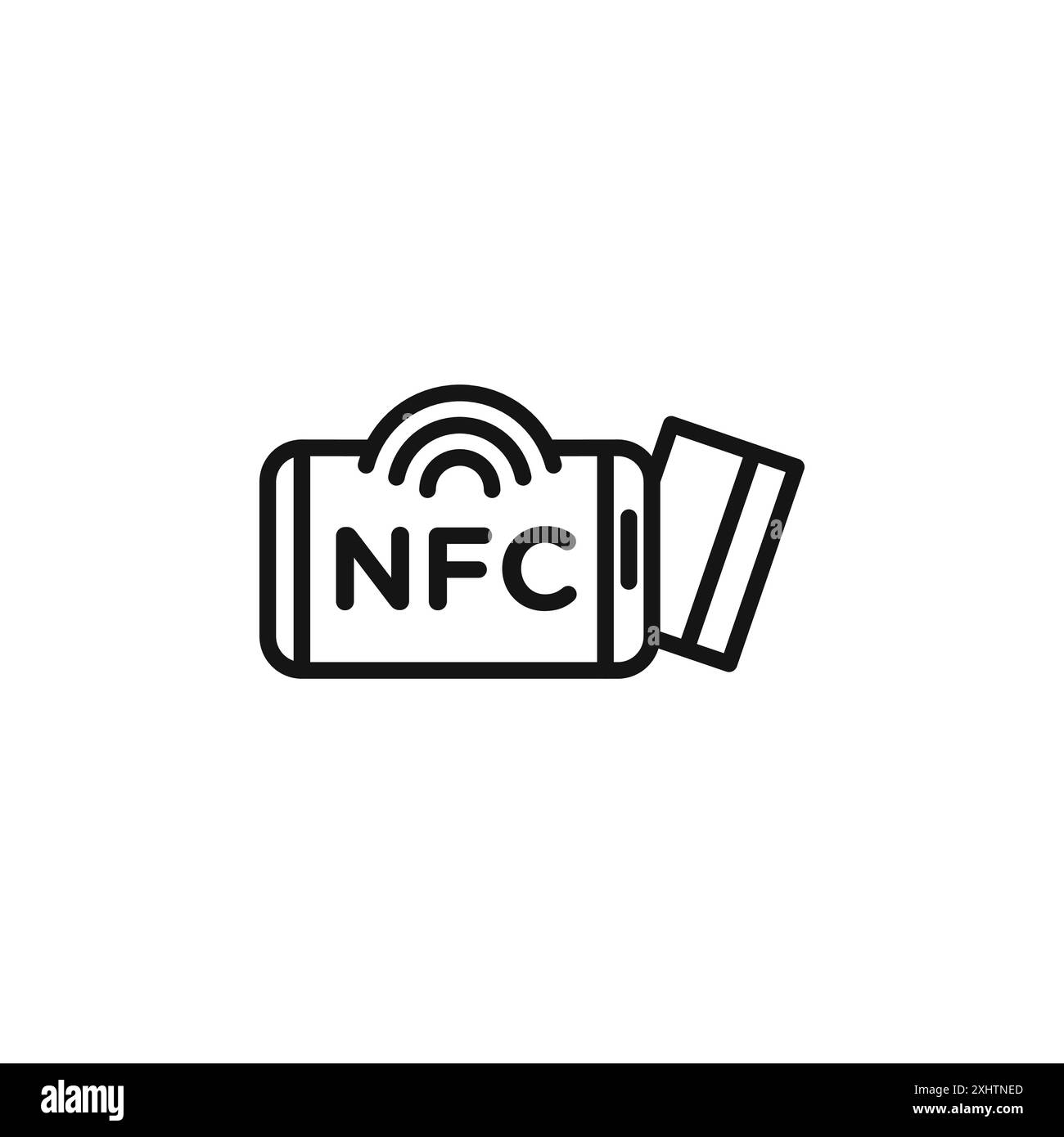 L'icona di pagamento wireless NFC delinea la raccolta o è in bianco e nero Illustrazione Vettoriale