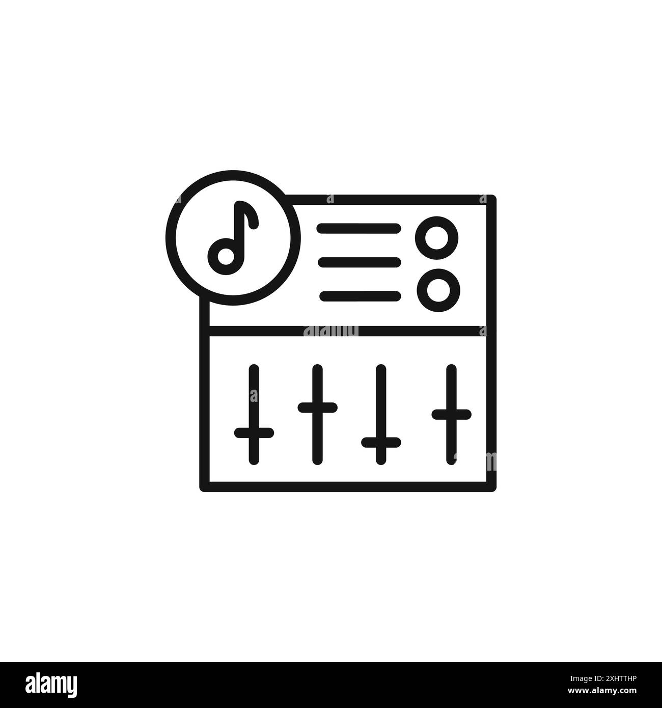 L'icona del mixer audio delinea la collezione o è impostata in bianco e nero Illustrazione Vettoriale