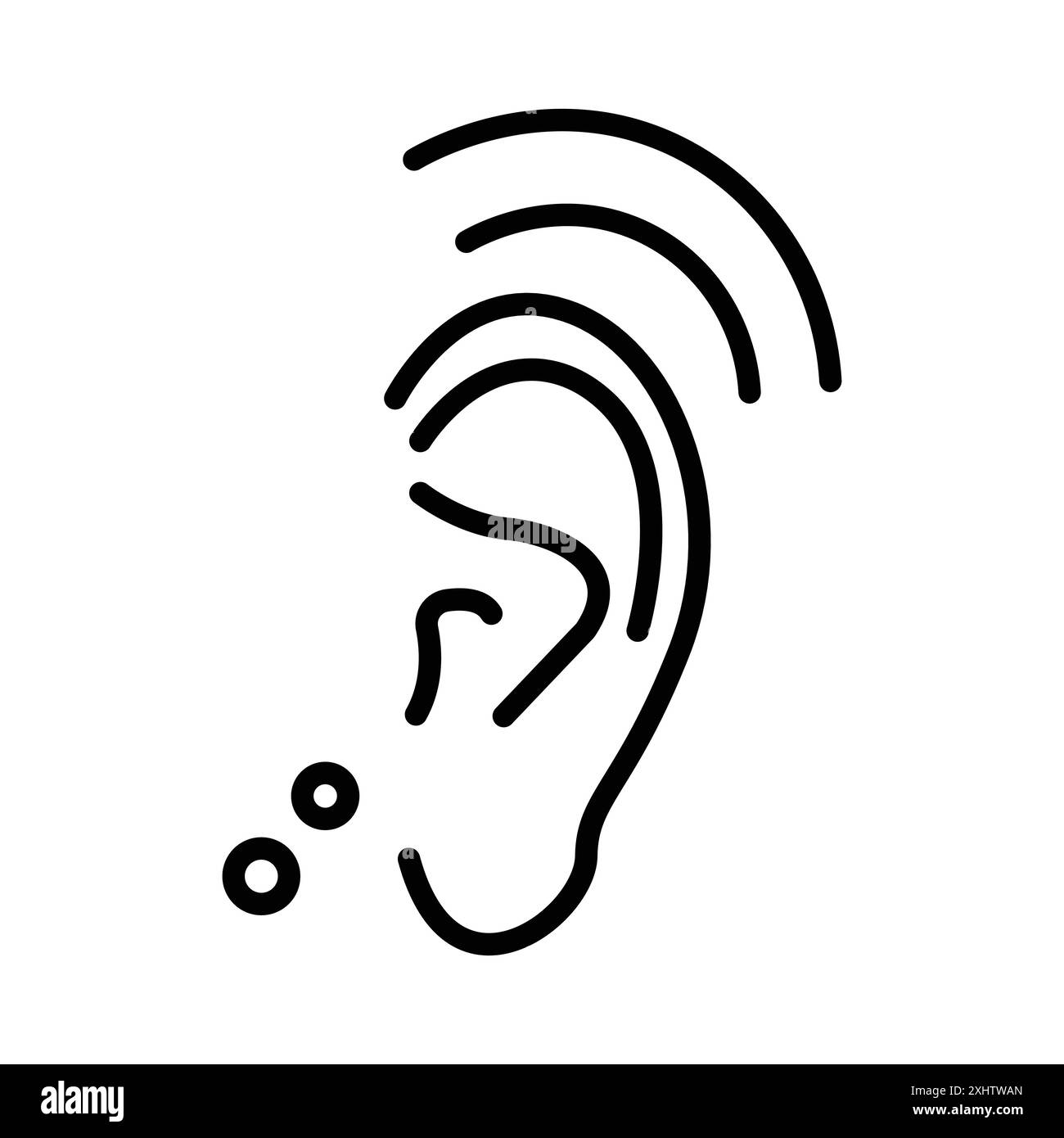 Icona dei sistemi di ascolto assistivo, set di marchi lineari in bianco e nero per il Web Illustrazione Vettoriale