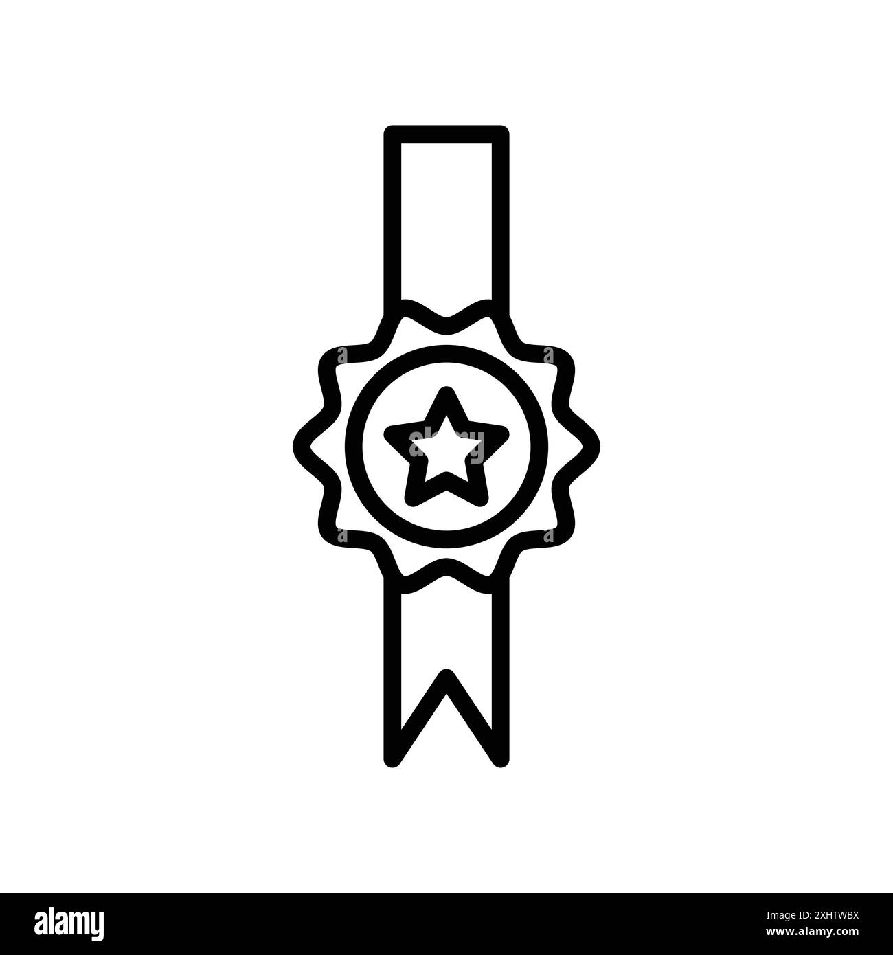 Icona della medaglia premio collezione di marchi con logo lineare in bianco e nero per il Web Illustrazione Vettoriale