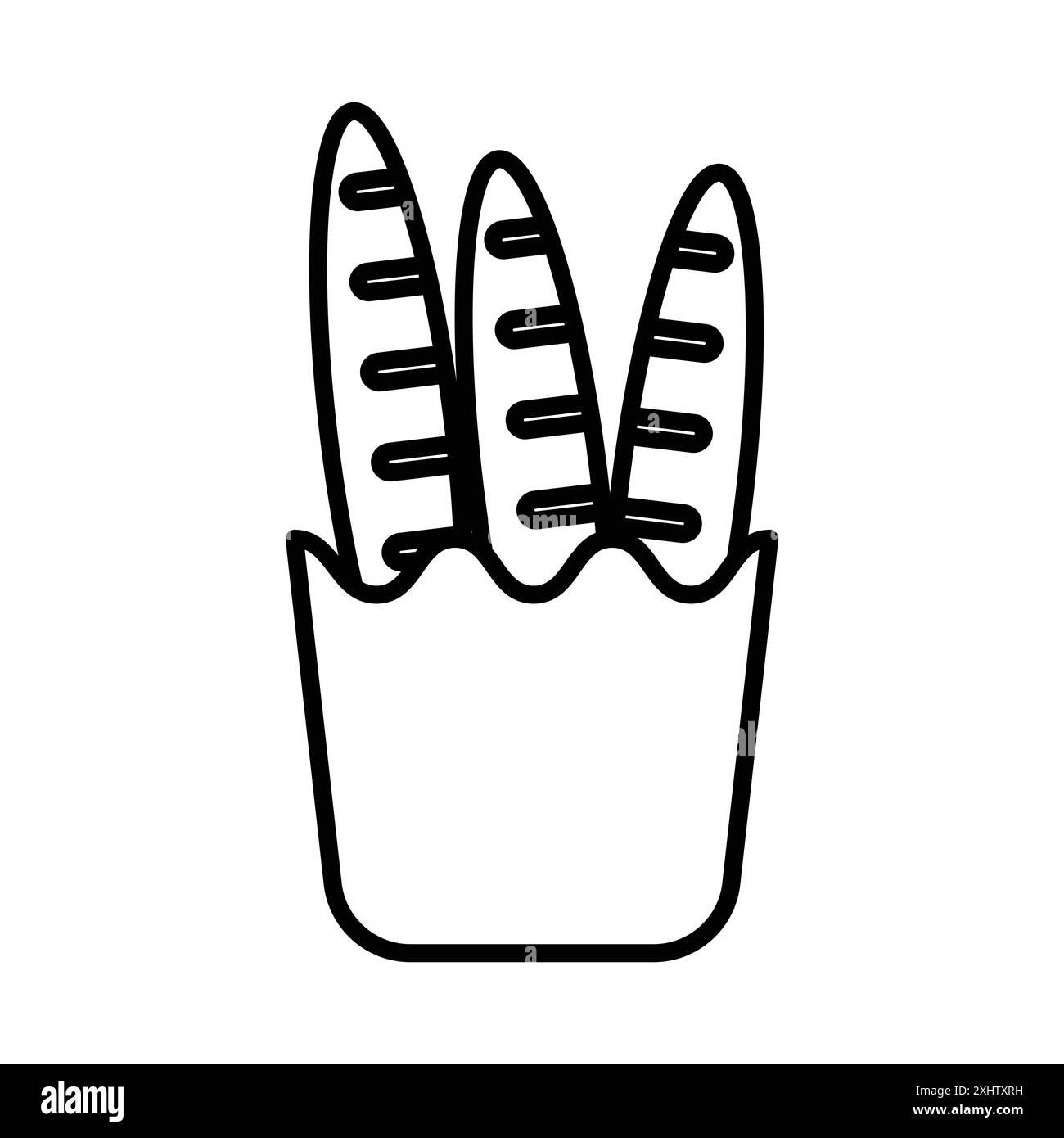 Icona del pane francese, logo lineare, collezione in bianco e nero per il Web Illustrazione Vettoriale