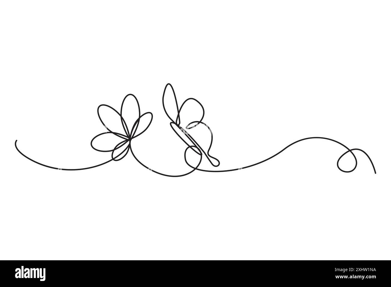 Farfalla linea continua. Disegno a farfalla vettoriale. Arte farfalla minimalista. Elegante contorno di insetti. Illustrazione Vettoriale