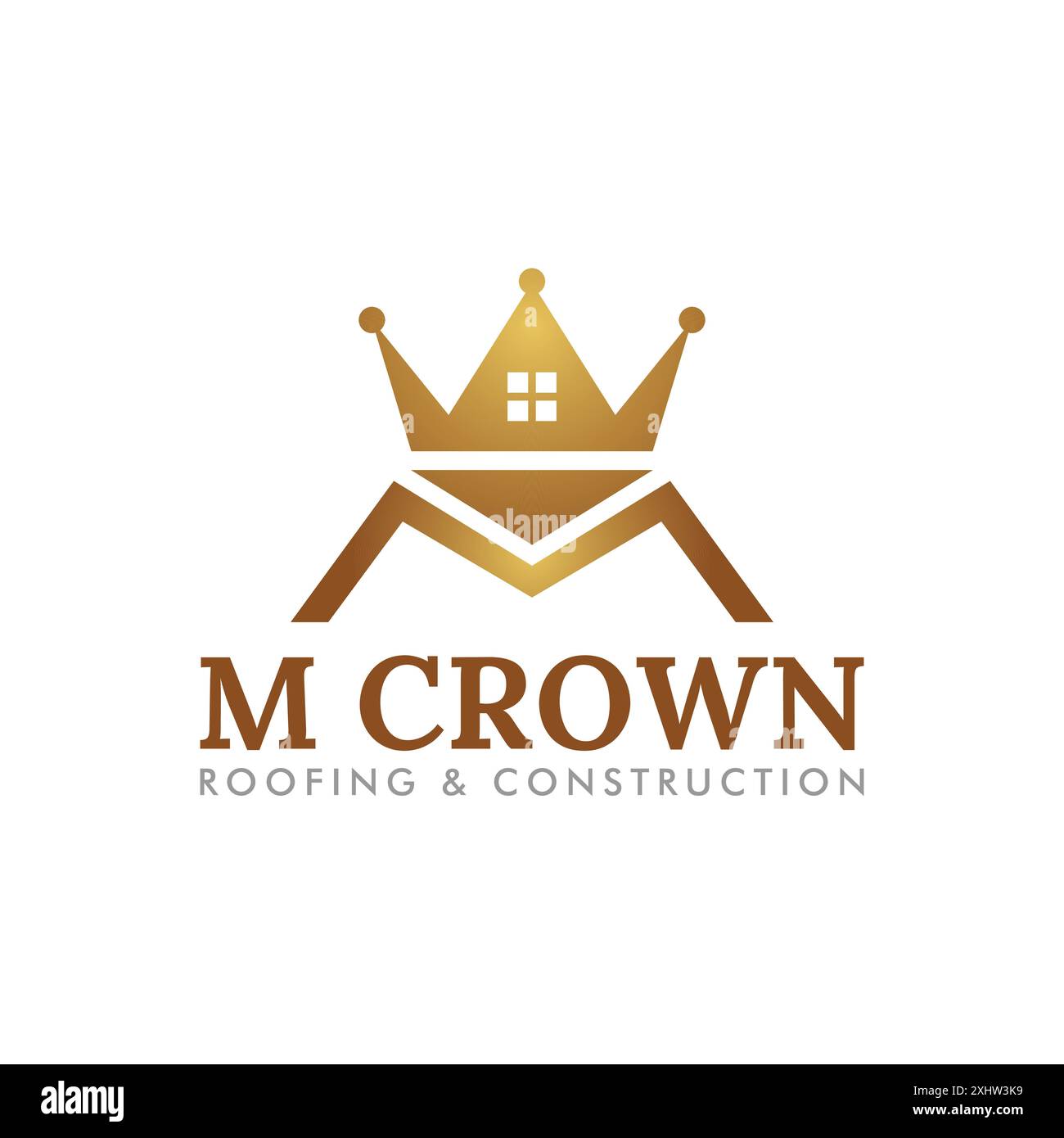 M Crown Roofing Construction Architecture Building House Business Logo Template Illustrazione Vettoriale