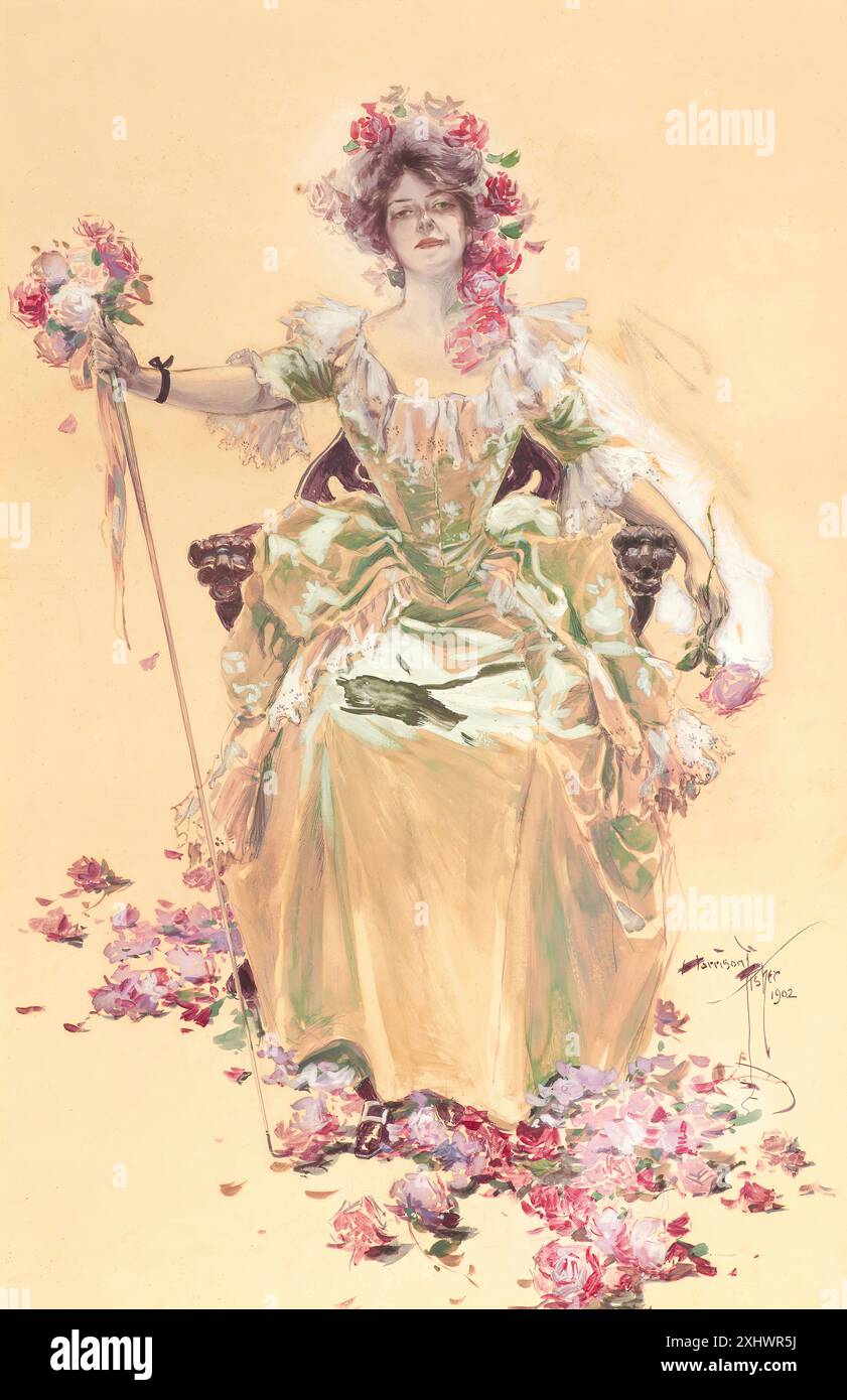 FISHER Harrison - Design for Saturday Evening Post Cover, 10 maggio 1902. - Stampa illustrata d'epoca Foto Stock