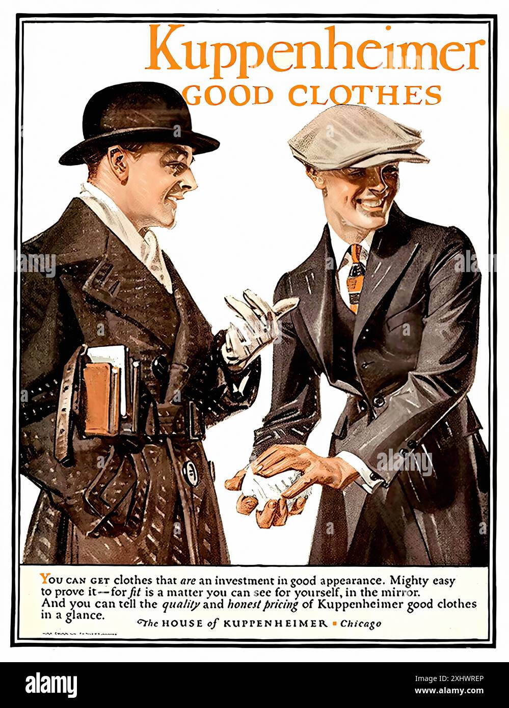 LEYENDECKER J - C - Kuppenheimer, Good Cothes, Chicago, 1920. - Stampa illustrata d'epoca Foto Stock