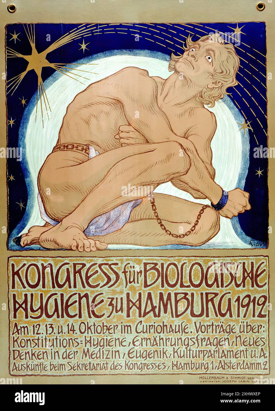 FIDUS (Hugo HÖPPENER) - Kongress für Biologische Hygiene zu Hamburg, 1912. - Stampa illustrata d'epoca Foto Stock
