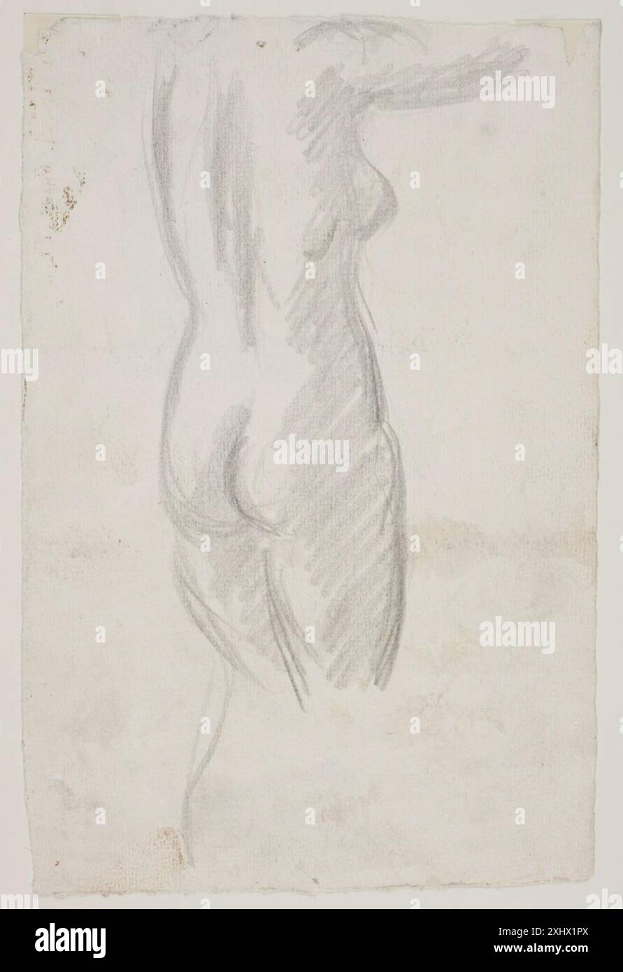 Schizzo di Vilhelm Lundstrøm che mostra un modello femminile in piedi, evidenziando postura, anatomia e proporzioni nella composizione dello studio. Foto Stock