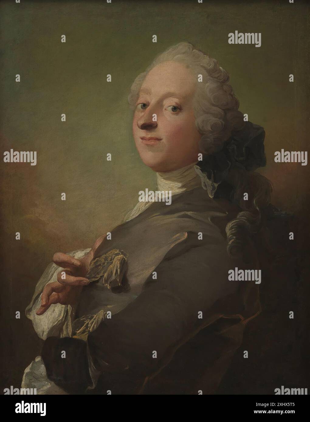 Un ritratto dipinto del farmacista reale Johann Gottfried Becker di C.G. Pilo (1711-1793), esemplificando la ritrattistica formale nella pittura danese del XVIII secolo. Foto Stock