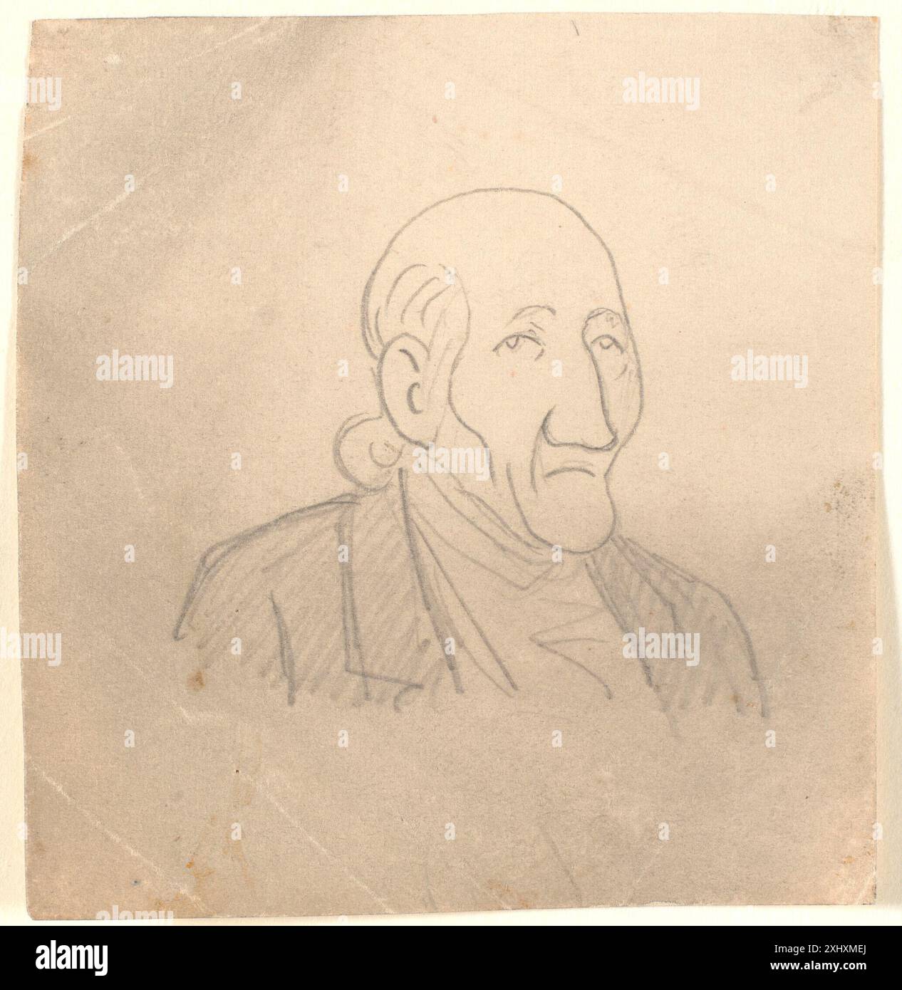 Disegno di Niels Skovgaard raffigurante un ritratto caricaturato di una persona anziana, creato tra la fine del XIX e l'inizio del XX secolo, parte degli studi di ritratti danesi. Foto Stock