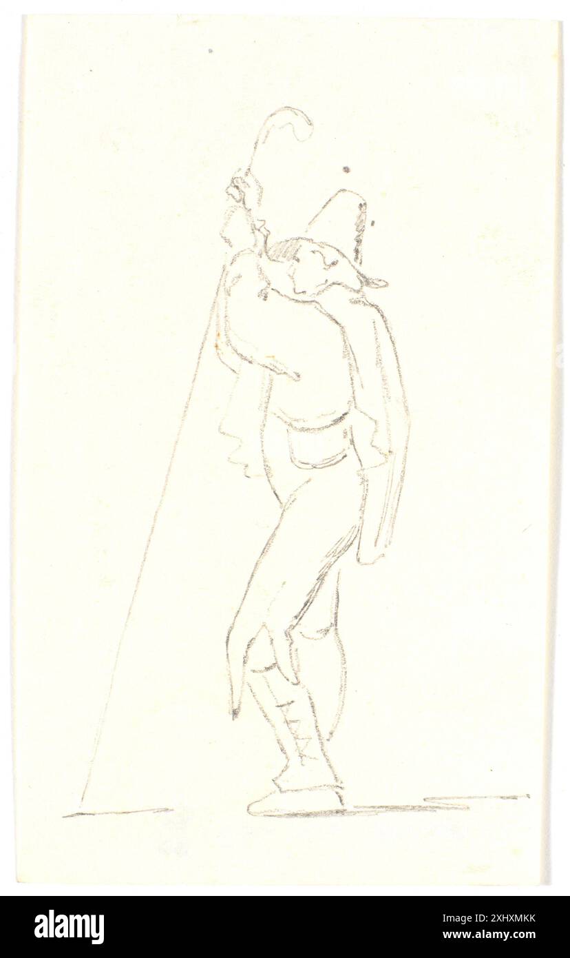 Disegno di Martinus Rørbye raffigurante un pastore italiano in piedi, che illustra la vita rurale europea del XIX secolo e lo studio delle figure. Foto Stock