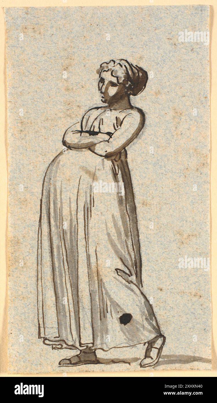 Disegno caricaturale di Nicolai Abildgaard che ritrae una donna incinta che cammina, enfatizzando caratteristiche esagerate in uno stile umoristico o satirico. Foto Stock