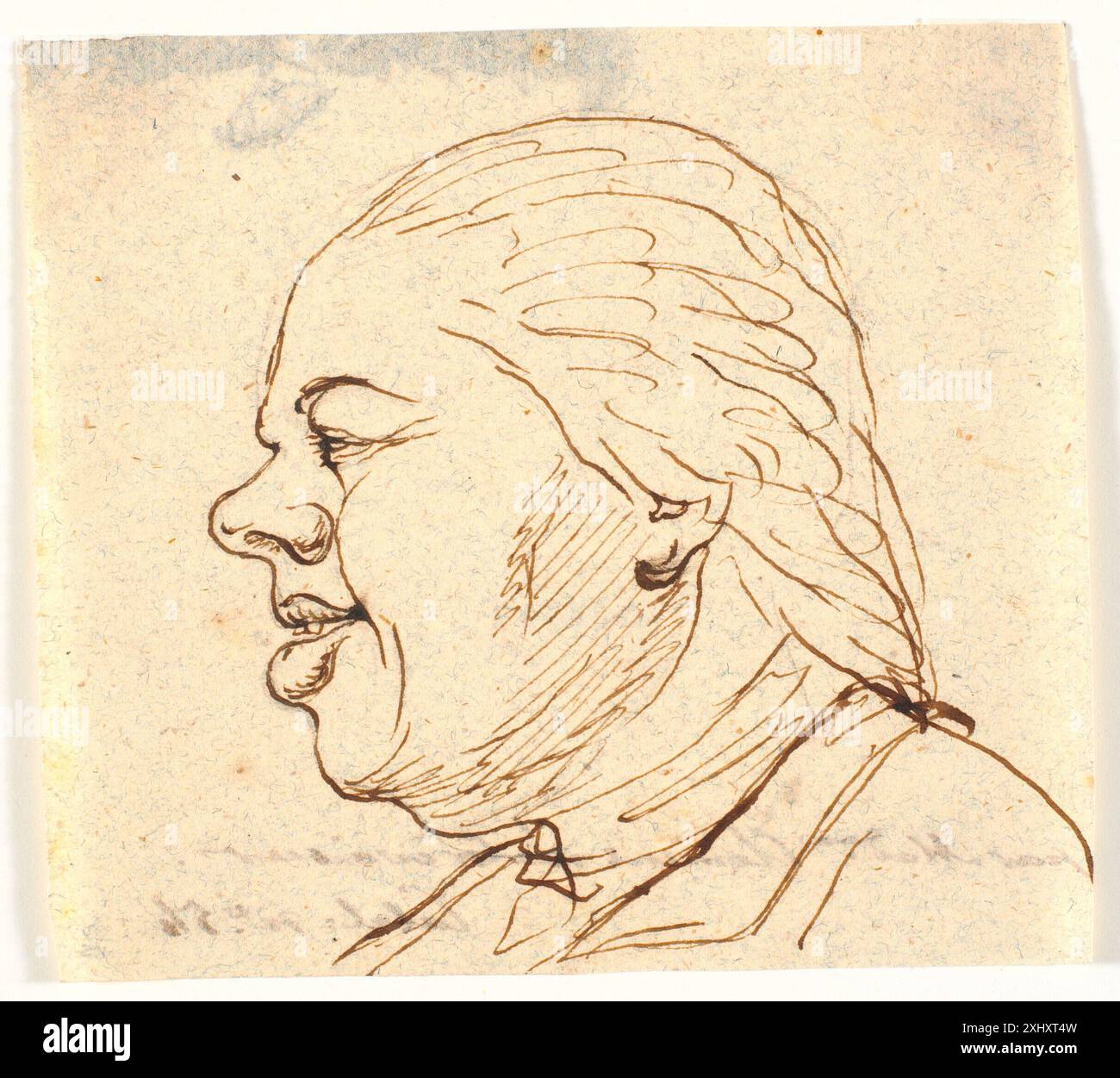 Disegno di Marie Jeanne Clemens che mostra un ritratto di un uomo di profilo a sinistra, presentato come una caricatura. Foto Stock