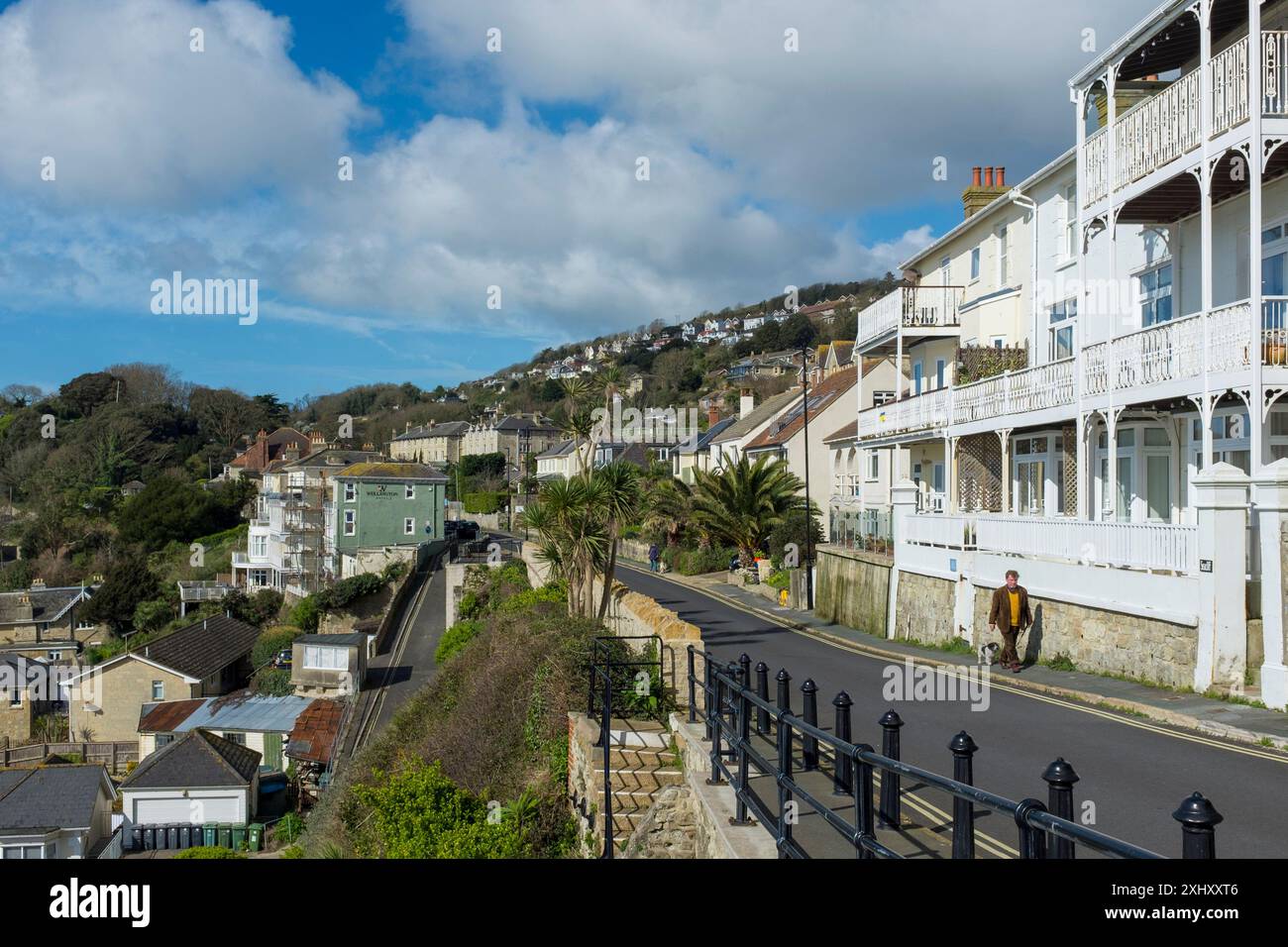 Zona residenziale con vista mare, Ventnor, Isola di Wight, Regno Unito Foto Stock