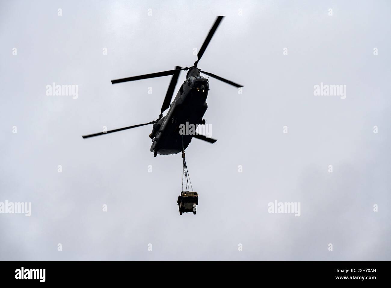 Elicottero RAF Chinook Sutton Sutton Regno Unito Foto Stock