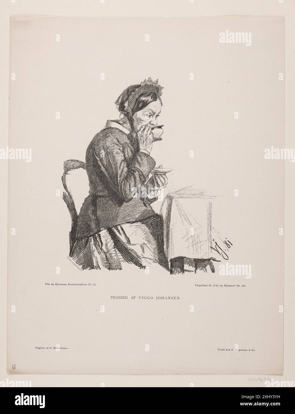 A Coffee Year Hendriksen, F. 1847 - 1938, Johansen, Viggo 1851 - 1935, J. Jørgensen og Co. 1874, Hendriksen, F. 1847 - 1938 Xylograph, Print EN kaffetår Foto Stock