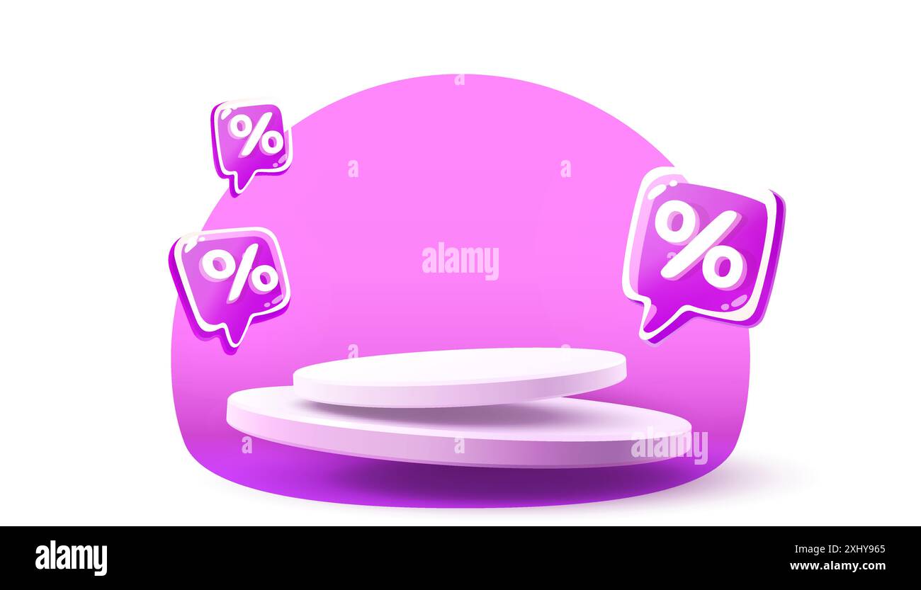 Percentuale di sconto sul podio in vendita, vendita per le vacanze, offerta banner con sconti sui poster. Vettore Illustrazione Vettoriale