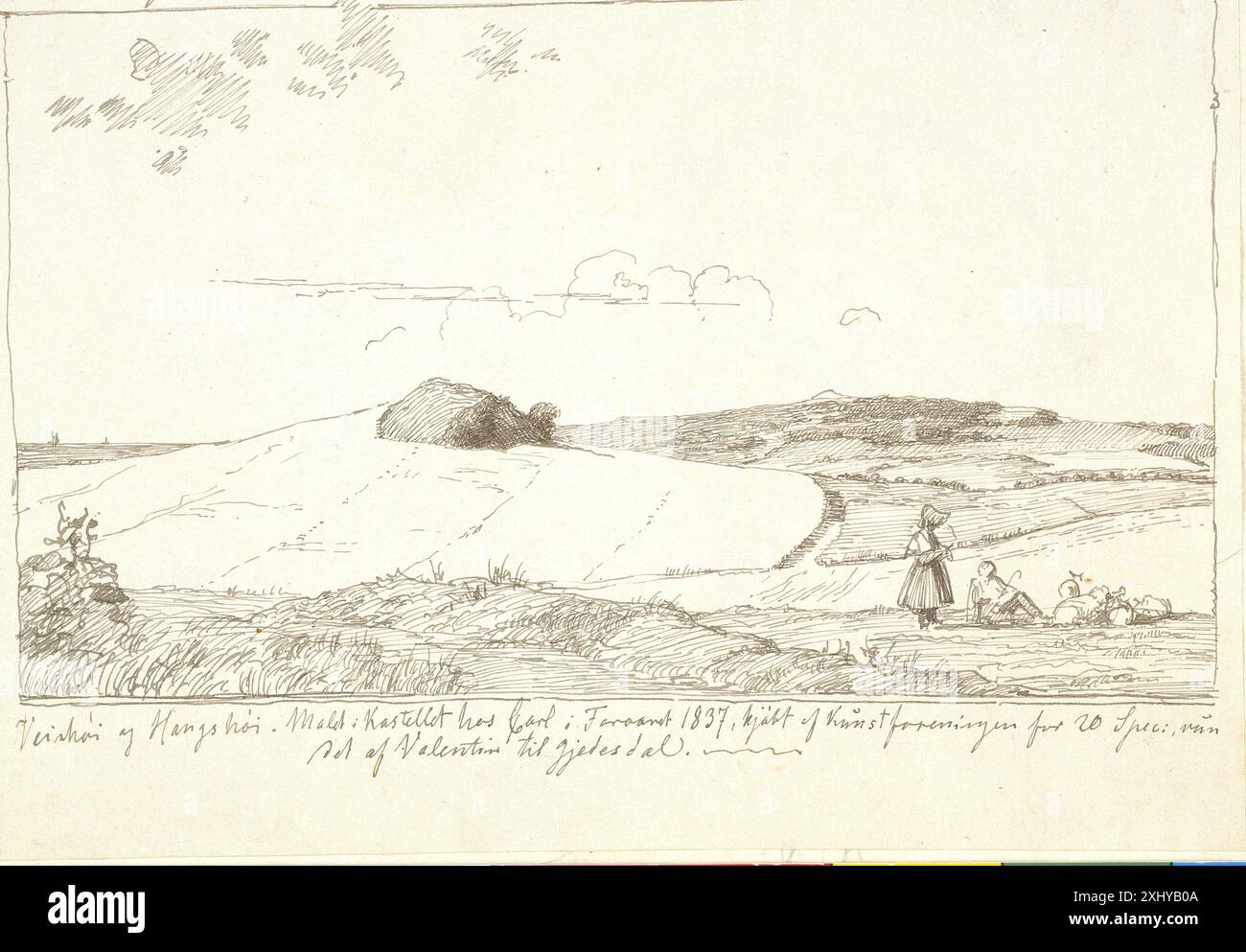 Liber Veritatis. Disegni e acquerelli dopo i dipinti di Lundbye dal 1834 in poi Lundbye, Johan Thomas 1818 - 1848 Drawing Liber Veritatis. Tegninger og akvareller efter Lundbyes malerier fra 1834 og frem Foto Stock