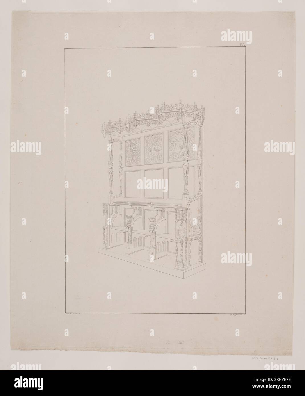 Crociate nella Cattedrale di Roskilde Hoffmann, Georg 1807 - 1876, Hansen, Hans Christian 1803 - 1883, Kunstforeningen 1824 Etching, Print Korstole i Roskilde Domkirke Foto Stock