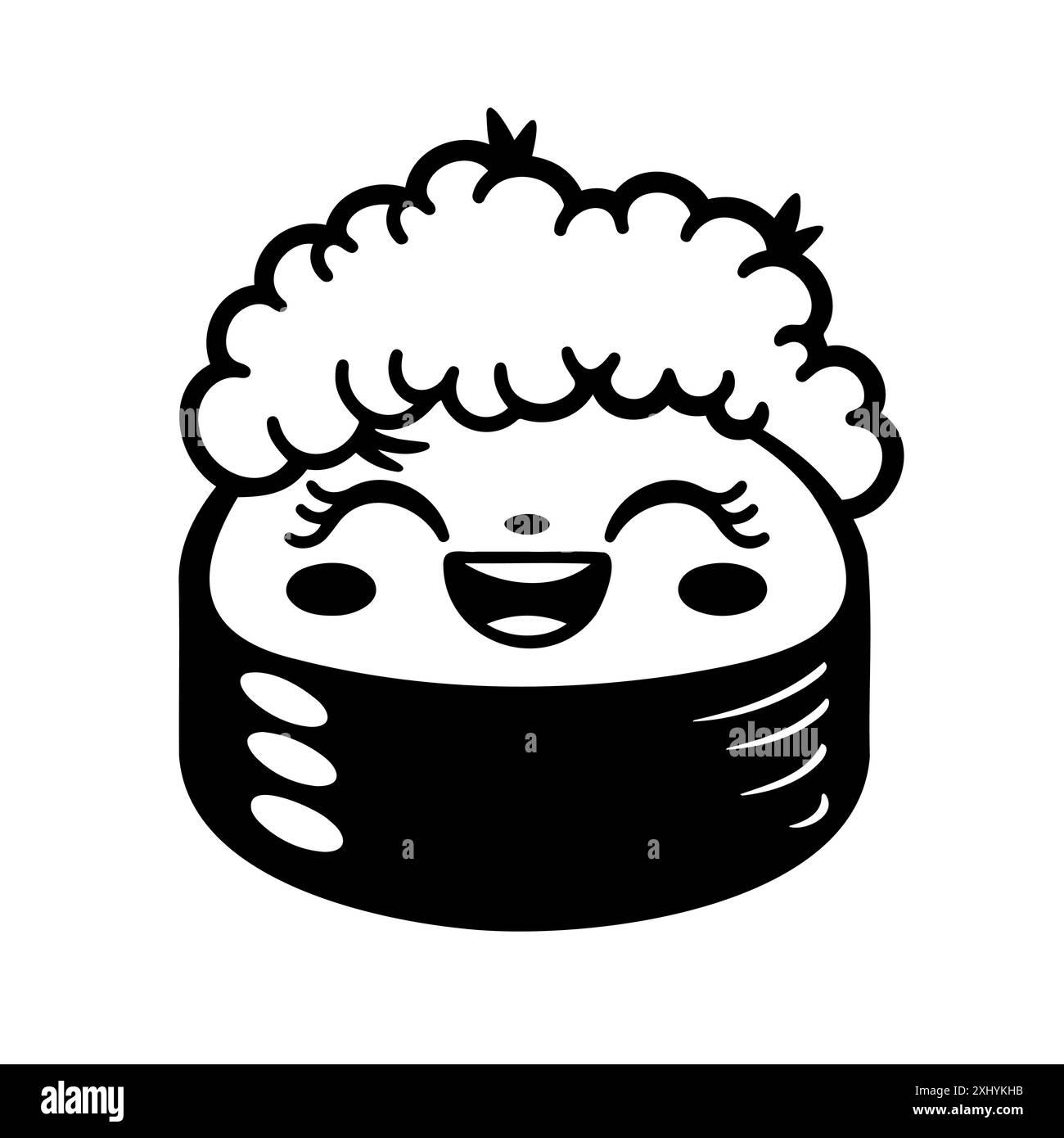 Adorabile illustrazione di cartoni animati Kawaii Sushi Roll Illustrazione Vettoriale