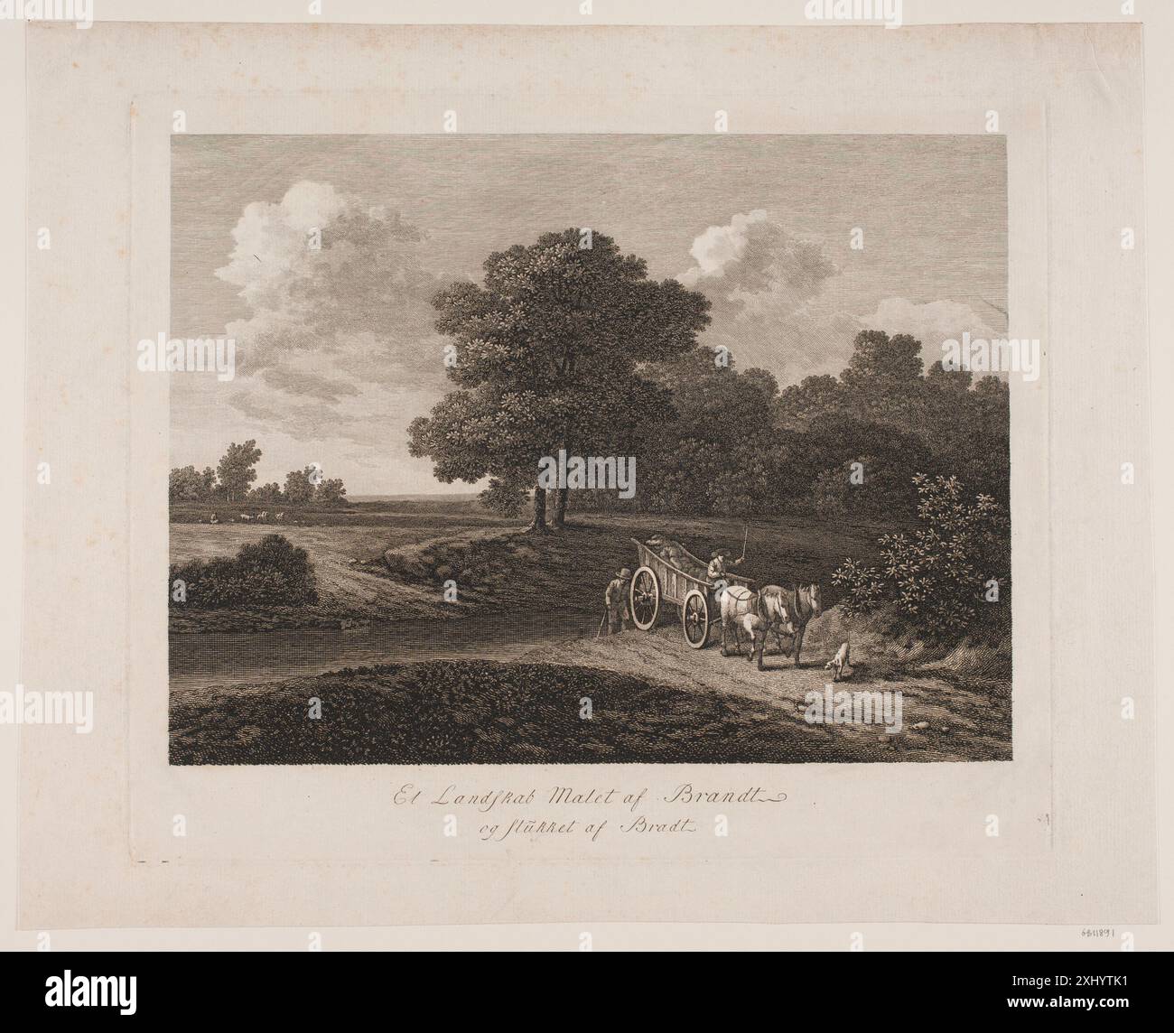 A landscape Bradt, F.L. 1747 - 1829, Brandt, Johan Christian 1775 - 1806 incisione, Print et landskab Foto Stock