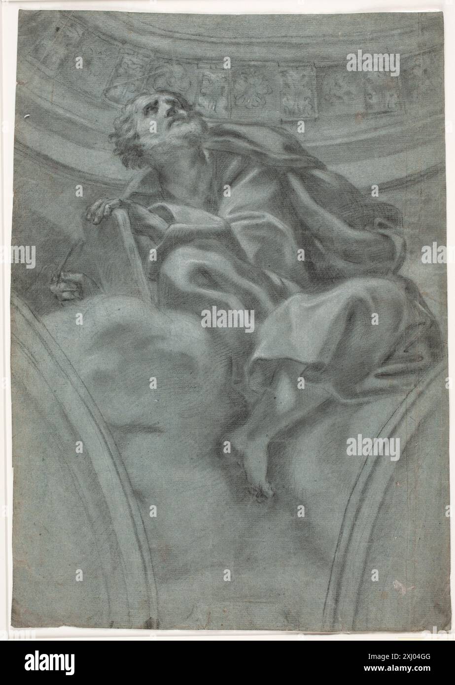 Disegno di Hendrik Krock che raffigura l'apostolo Matteo, mostrando caratteristiche facciali, posa e abbigliamento clericale in uno studio dettagliato. Foto Stock