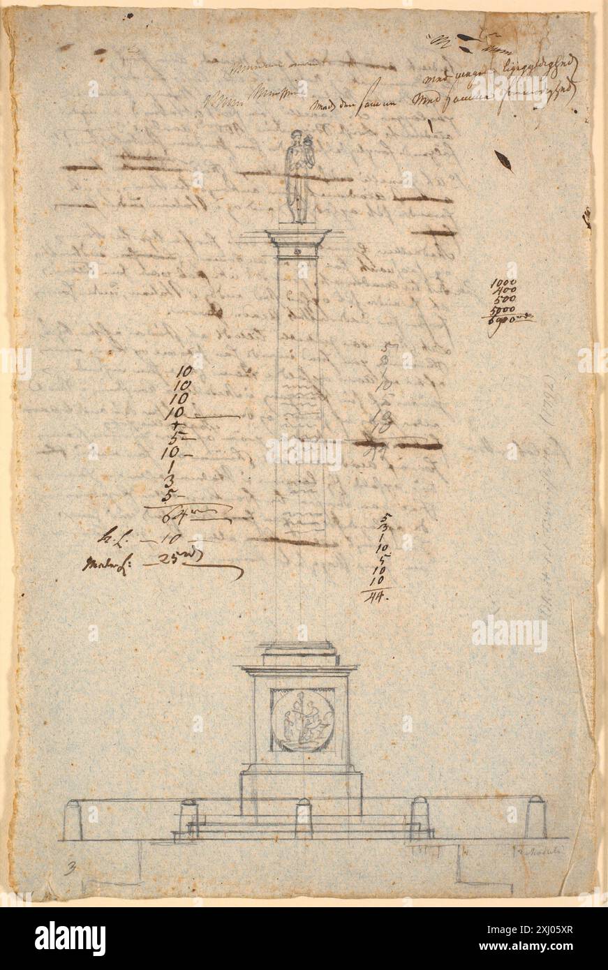Un disegno di Nicolai Abildgaard (1743-1809) che mostra una bozza di progetto per un monumento chiamato Freedom Support. Foto Stock