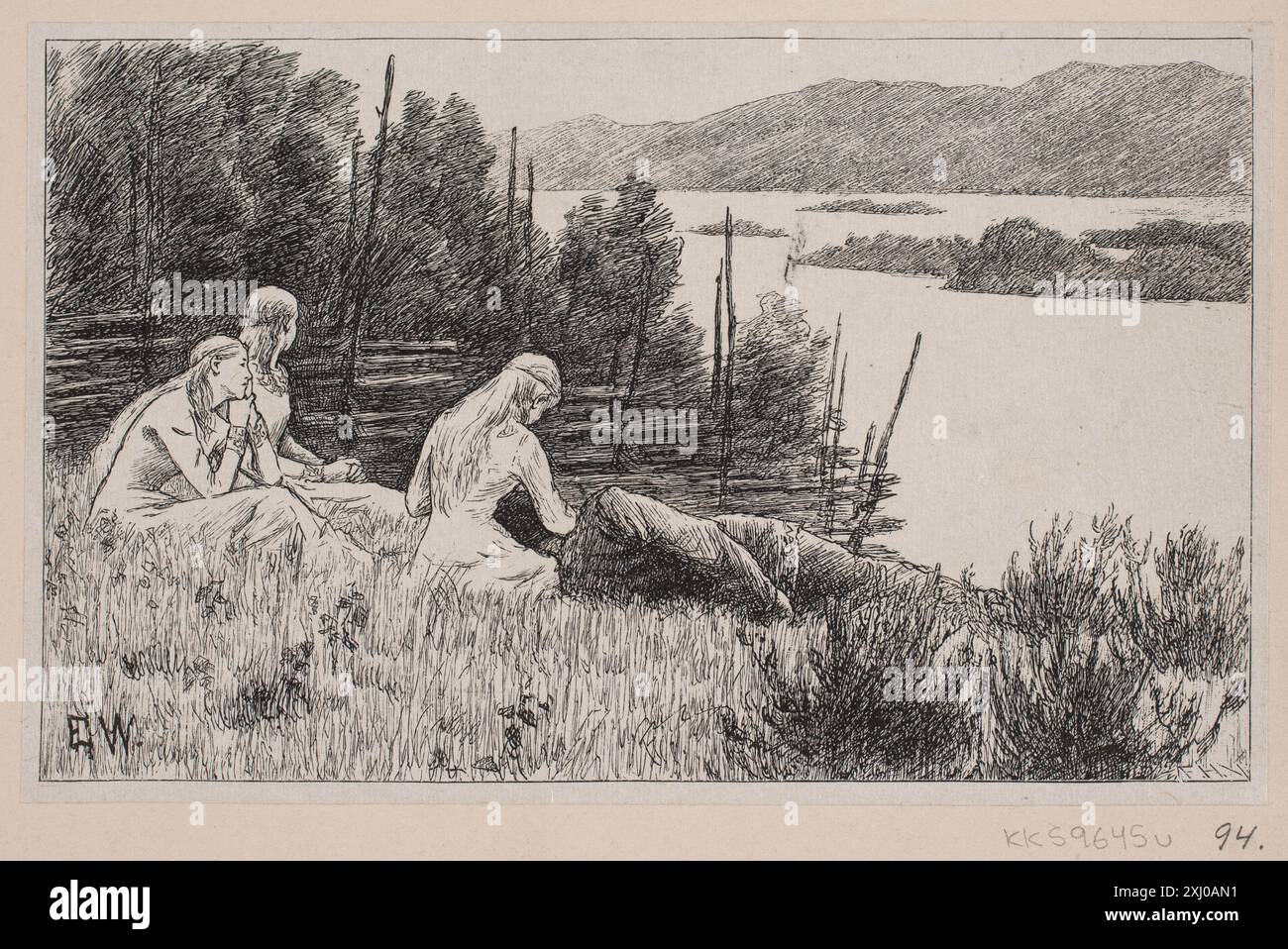 Un xilografo del XIX secolo di F. Hendriksen, che illustra la fiaba norvegese "Soria Moria slot" di Peter Christen Asbjørnsen e Jørgen Moe. La stampa presenta un castello fantastico, che riflette i temi romantici e nazionalistici prevalenti nell'arte norvegese durante il periodo. Foto Stock