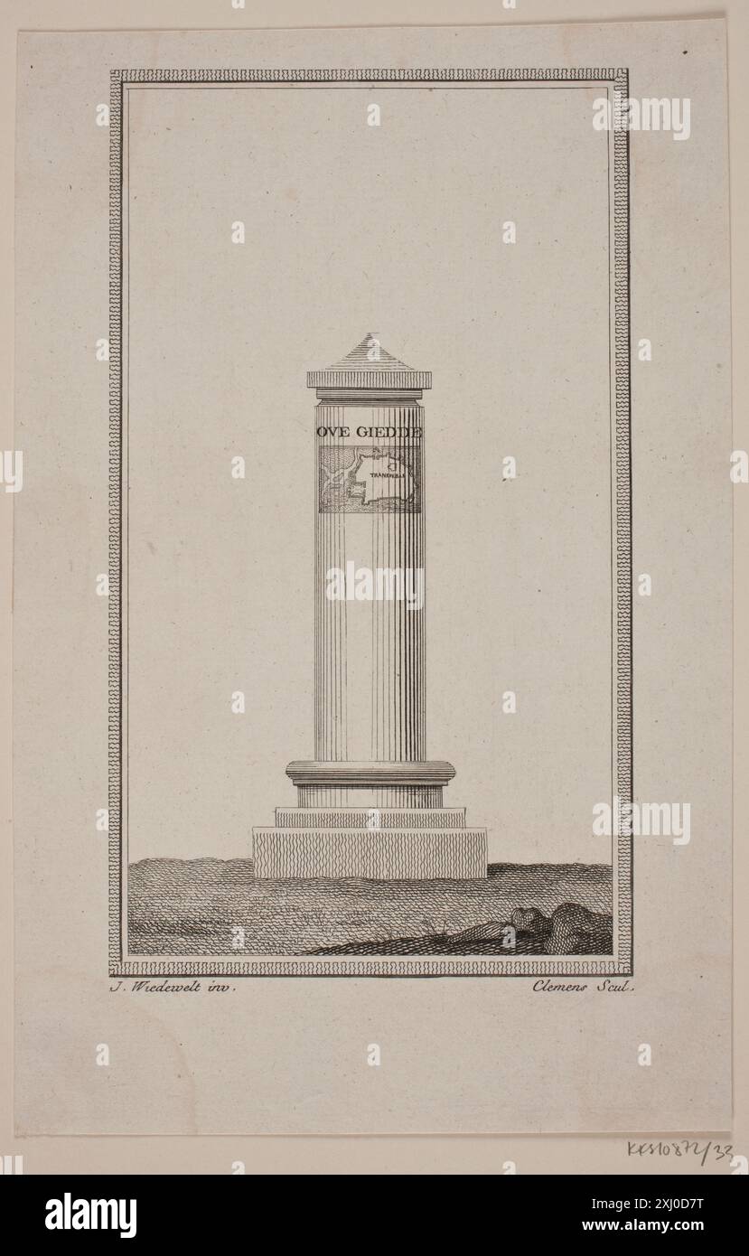 Questa incisione di J.F. Clemens dopo Johannes Wiedewelt raffigura ove Gjedde, mostrando il suo volto, l'abbigliamento, la postura e i dettagli compositivi in uno stile formale di ritratto. Foto Stock