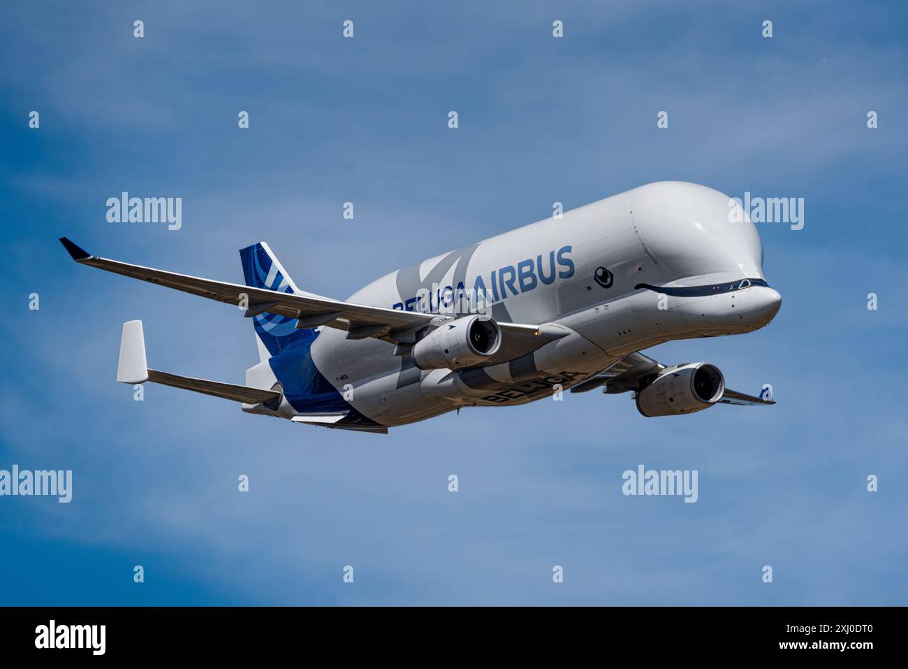 Fairford, Regno Unito, 16 luglio 2022: Airbus A330 Beluga XL velivolo cargo in volo alla fiera aerea Foto Stock