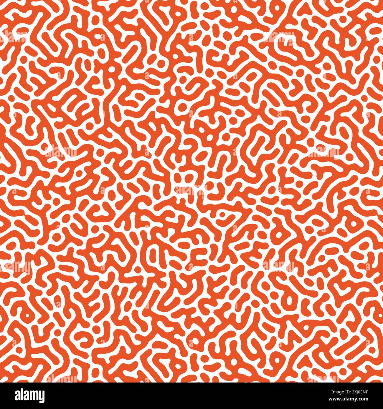 diffusione di reazione con pattern senza cuciture, pattern monocromatico senza cuciture con movimenti caotici. design lineare, forma biologica astrazione senza fine Illustrazione Vettoriale