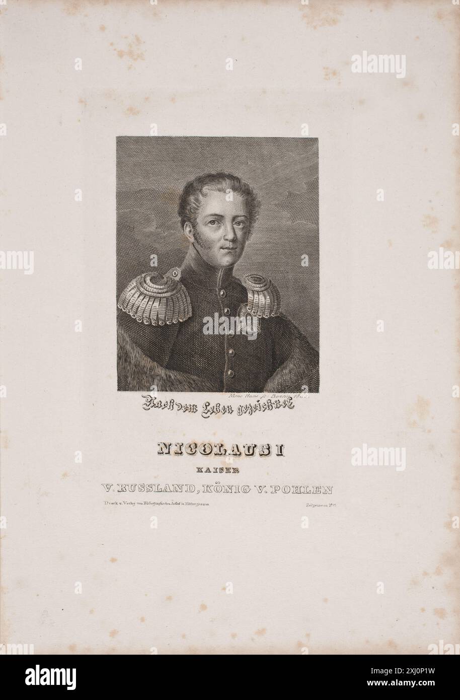 Nikolaj in of Russia Haas, meno 1752 - 1833, Bibliographischen Institut in Hildburghausen Copper Engraving, Print Nikolaj i af Rusland Foto Stock