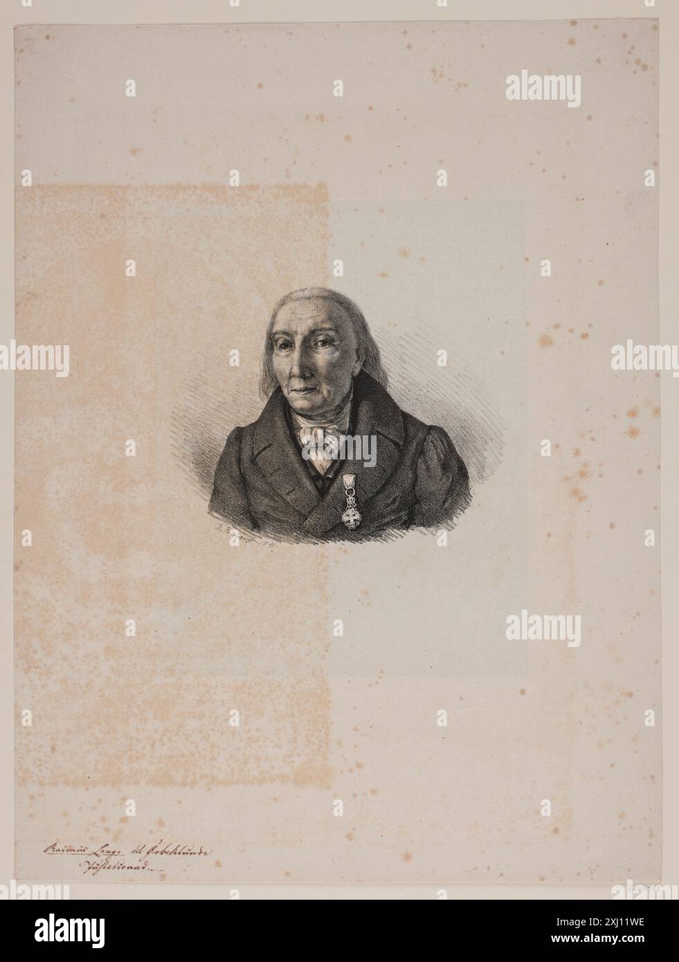 Litografia ritratto di Christian Johan Bredsdorff (1819-1895), che mostra le caratteristiche facciali e l'abbigliamento formale. Foto Stock