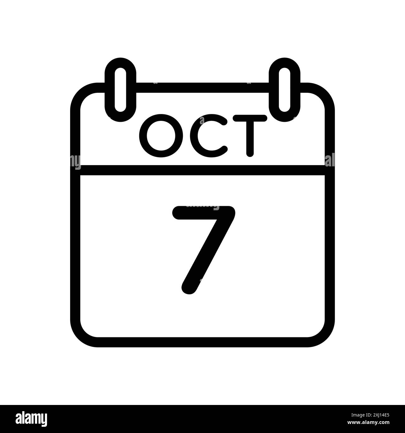 7 ottobre icona data linear logo set collezione in bianco e nero per il web Illustrazione Vettoriale