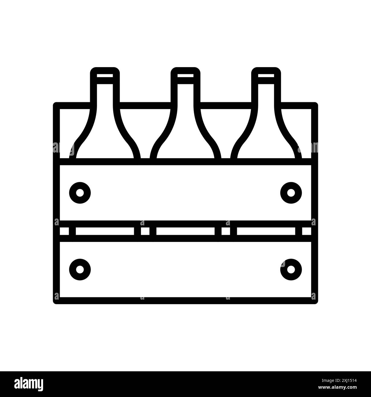 bottiglie di birra nell'icona del cestello set di marchi lineari in bianco e nero per il web Illustrazione Vettoriale