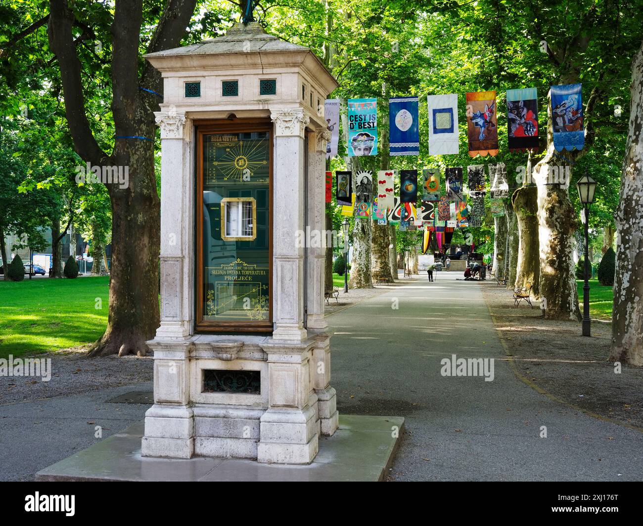 Il Meteorologico Post nel Parco Zrinjevac Zagabria Croazia Foto Stock