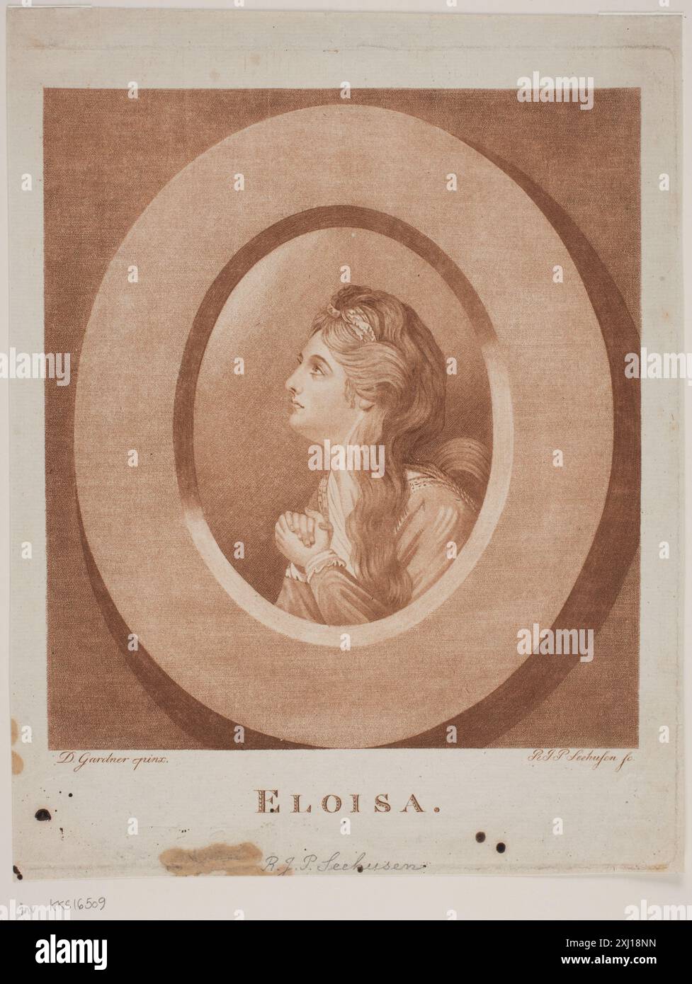 Eliousa Seehusen, Reinhold Johann Peter 1765 - 1826, Gardner, Daniel 1805 - 1895 incisione in rame, Stampa Elioisa Foto Stock