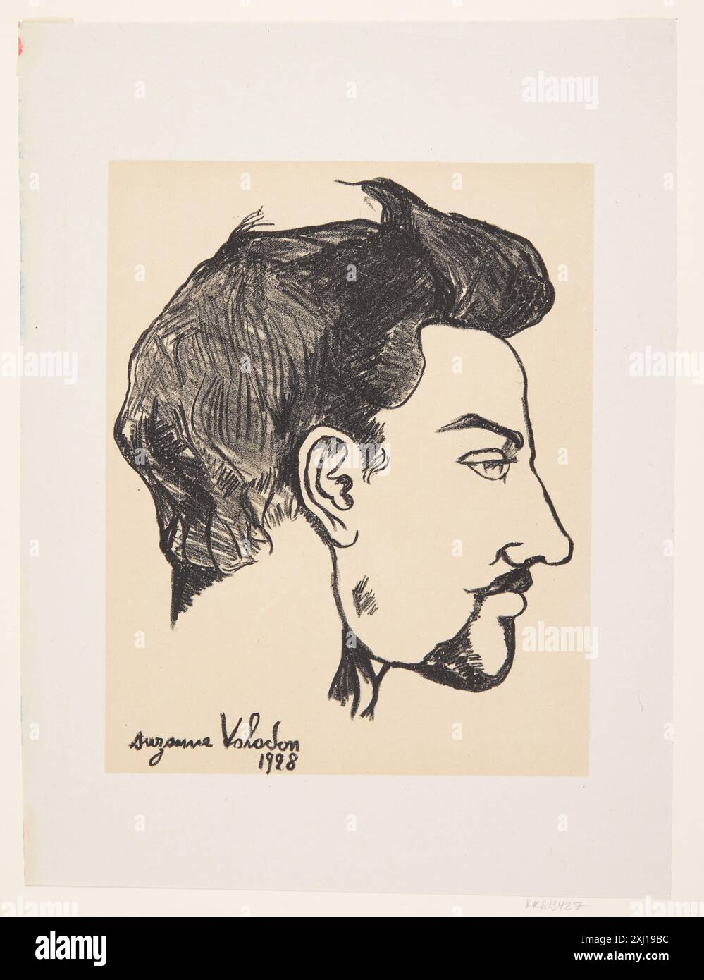 Questa litografia raffigura Suzanne Valadon di Maurice Utrillo, mostrando le sue caratteristiche facciali, la postura e l'abbigliamento in formato ritratto. Foto Stock