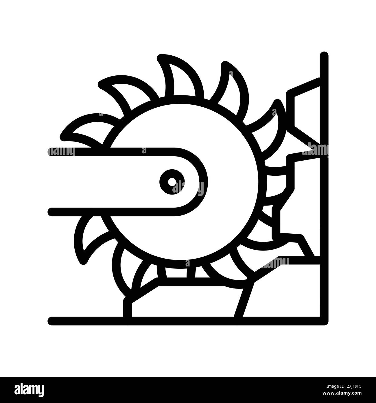 Icona escavatore gommato benna collezione di marchi con logo lineare in bianco e nero per il Web Illustrazione Vettoriale