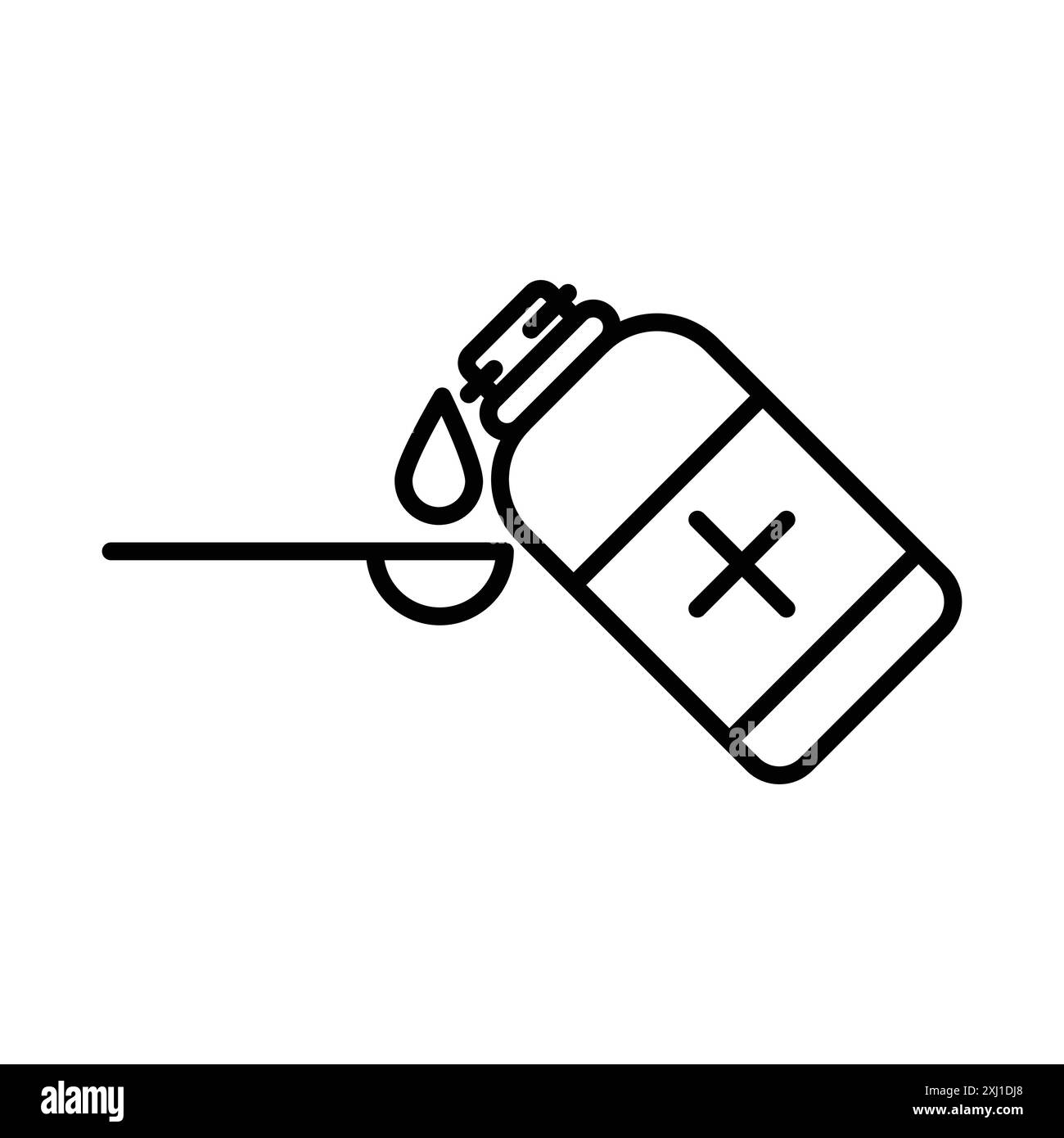 icona dello sciroppo per la tosse, set di marchi con logo lineare in bianco e nero per il web Illustrazione Vettoriale