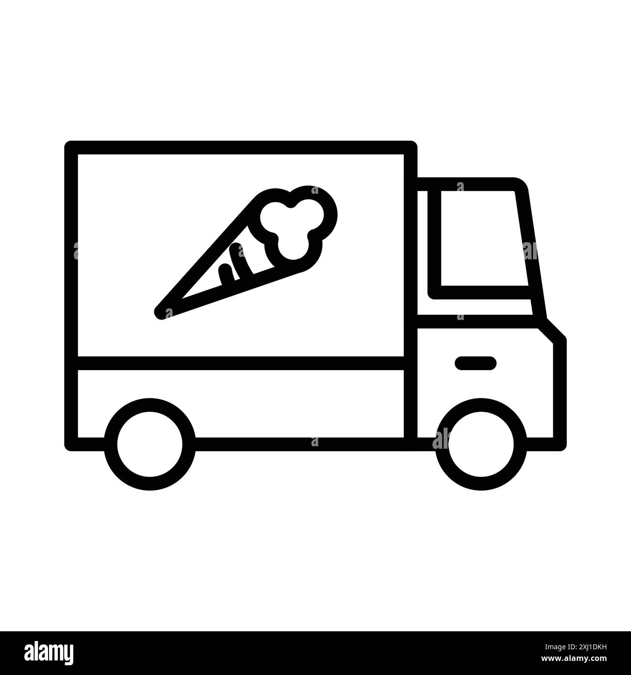 Collezione Icon van per gelato con logo lineare in bianco e nero per il Web Illustrazione Vettoriale