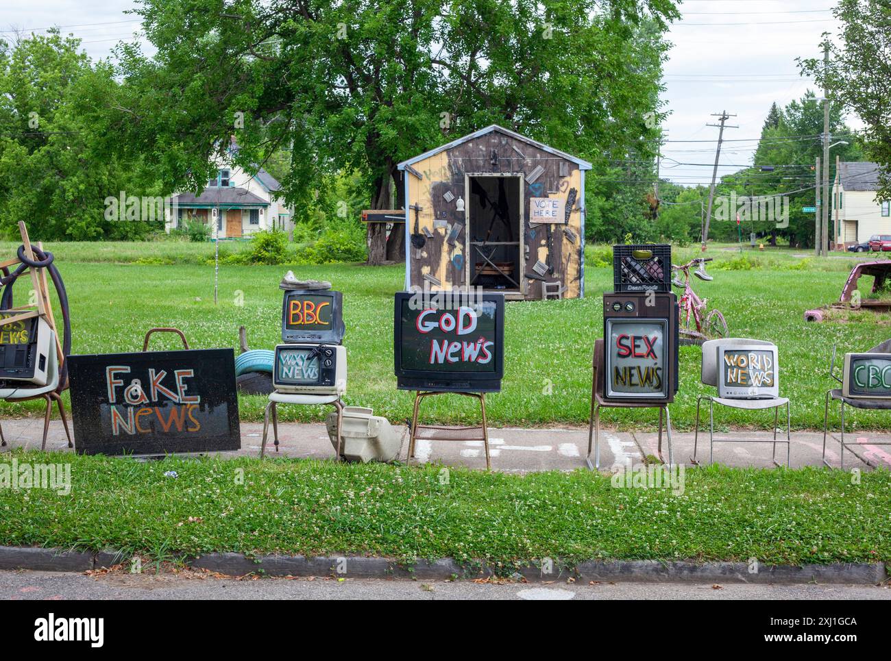 Detroit Michigan -- The Heidelberg Project, un progetto di arte pubblica all'aperto in un quartiere depresso di Detroit creato dall'artista Tyree Guyton. Guyto Foto Stock