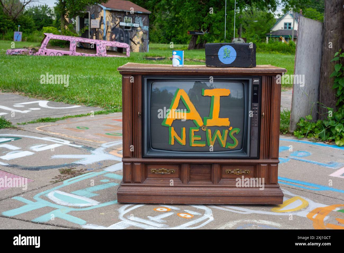 Detroit Michigan -- The Heidelberg Project, un progetto di arte pubblica all'aperto in un quartiere depresso di Detroit creato dall'artista Tyree Guyton. Guyto Foto Stock